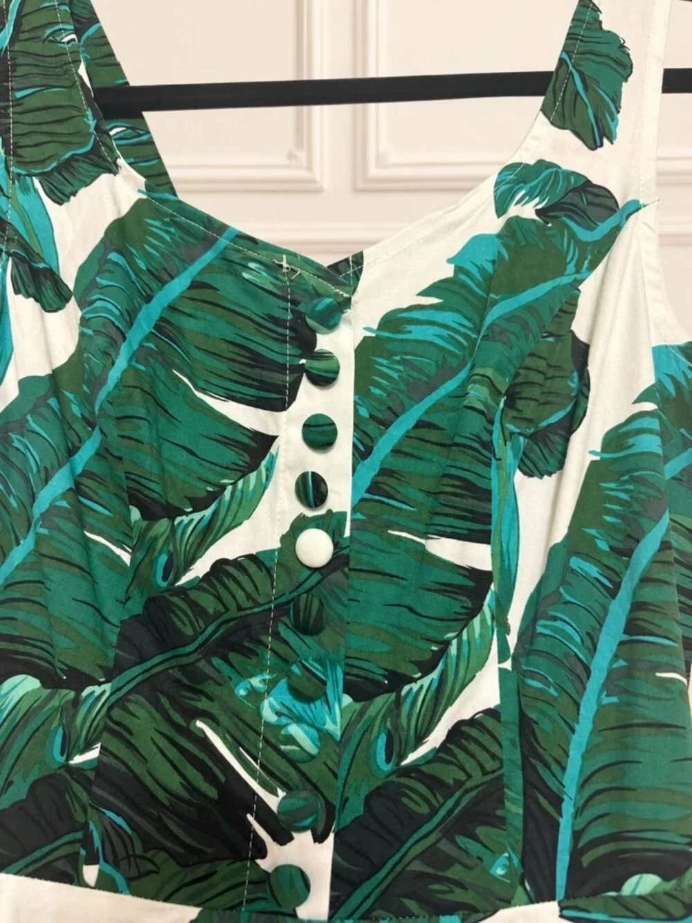 NWT Belle Poque Tropical Leaf Fit & Flare Midi Dress Size S